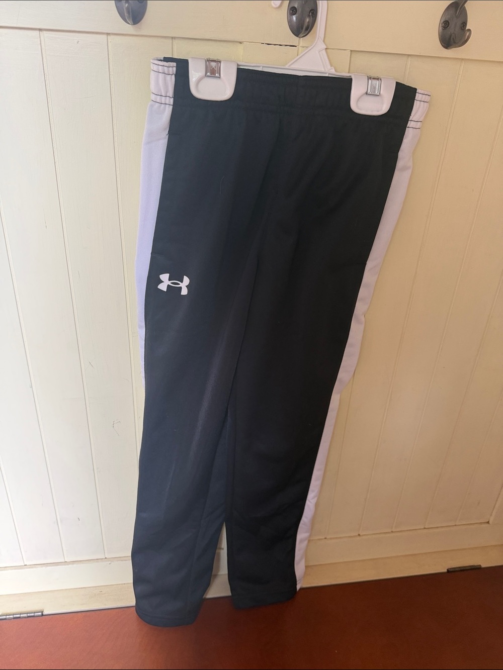 Under Armour Black Joggers with White Side Panels - Kids